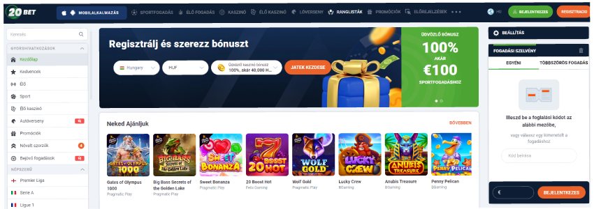 20bet sportfogadó oldal