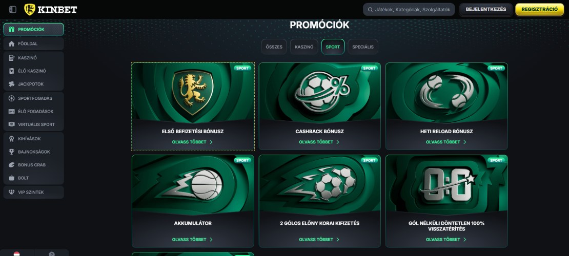 Kinbet promóciók