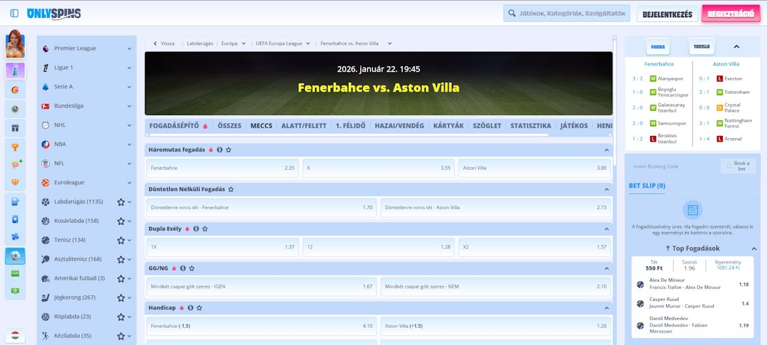 OnlySpins sportfogadás